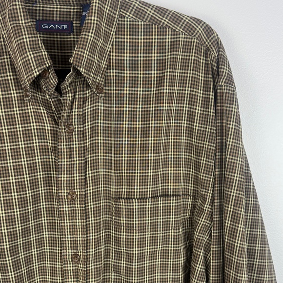 Gant Autumn Oxford Cotton Men’s Plaid Button-Down Long Sleeve Shirt Size Medium - Picture 8 of 13